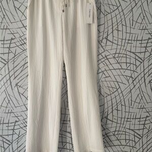 Calvin Klein Cream Wide Leg Pants